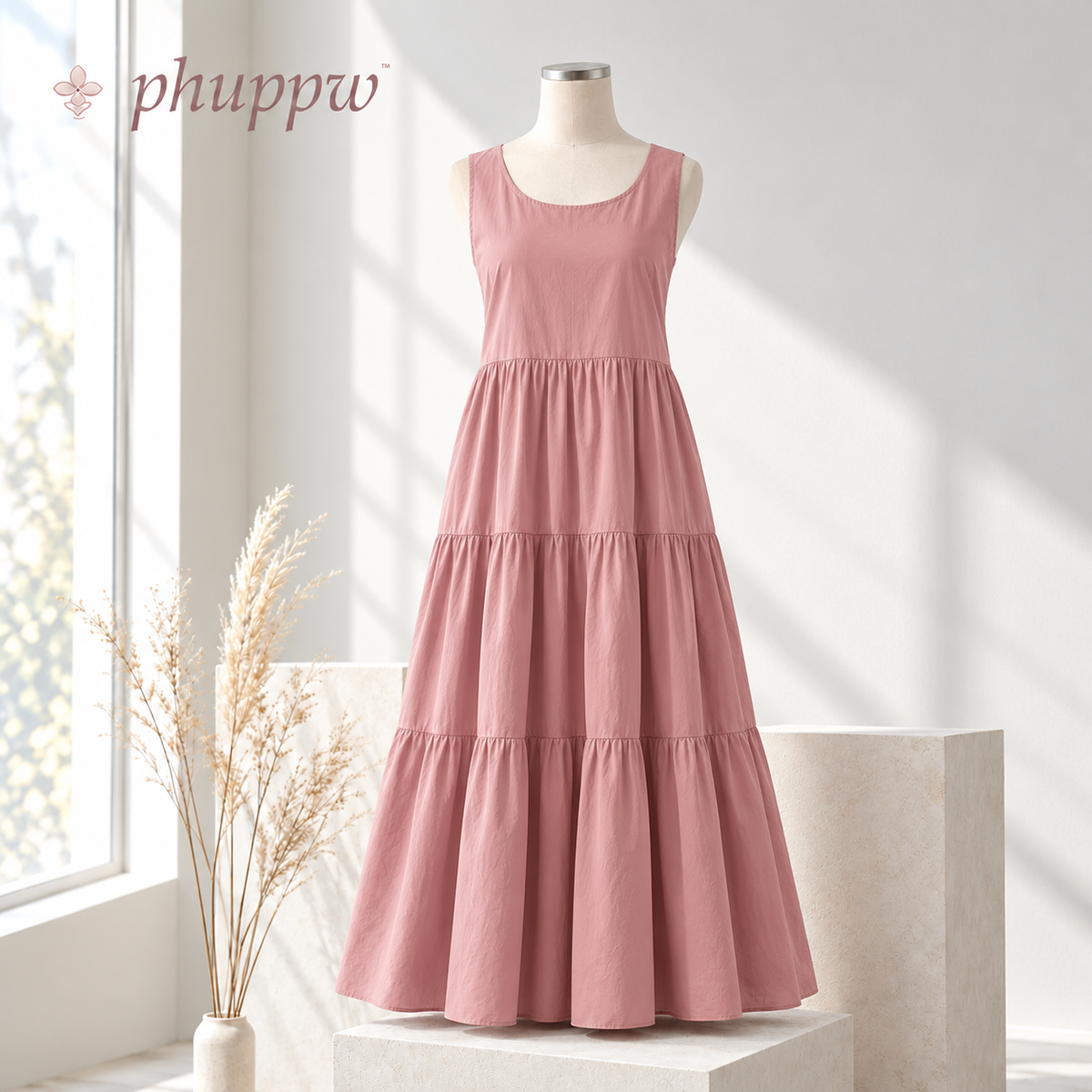 phuppw™ Elodie Tiered Poplin Maxi Dress