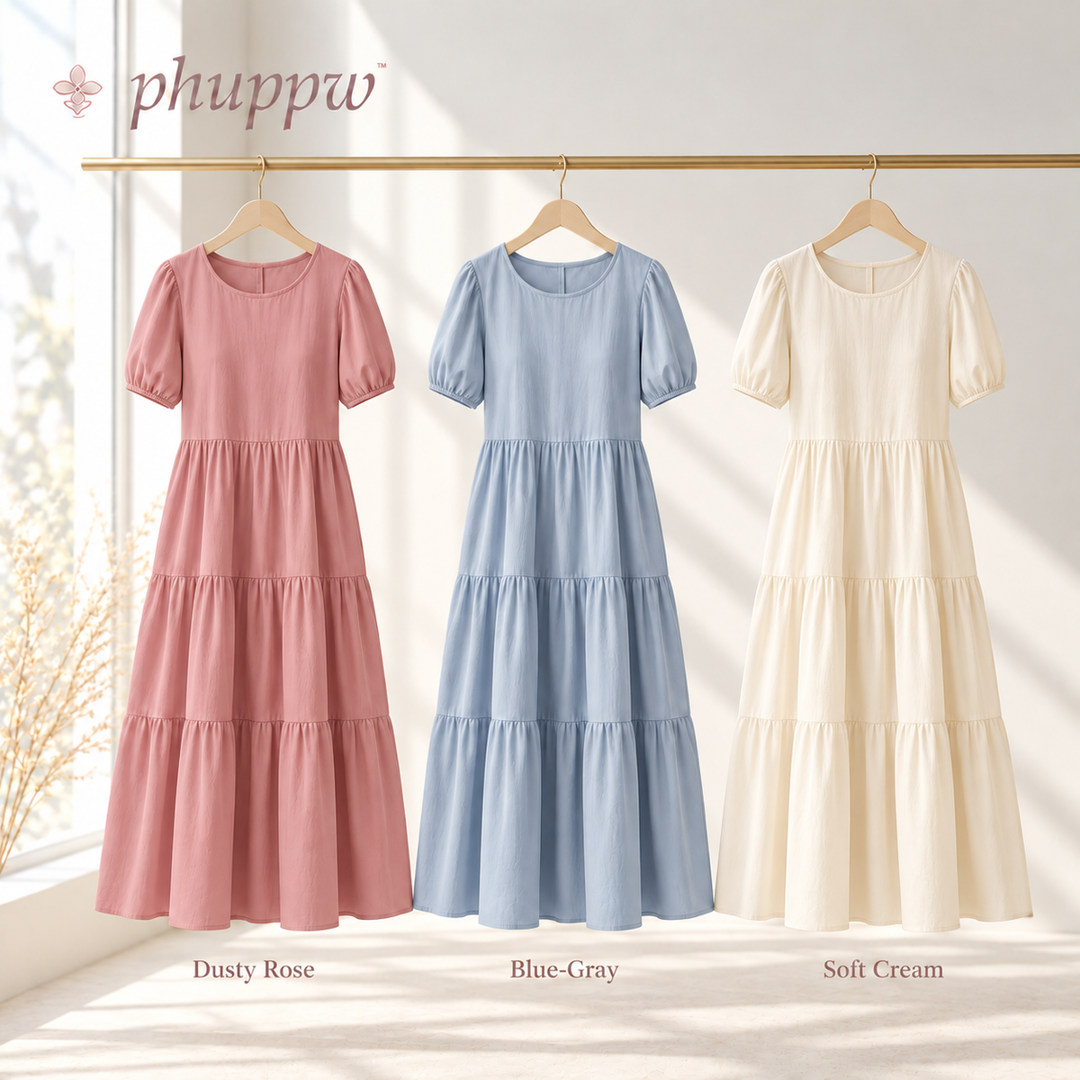phuppw™ Elodie Tiered Poplin Maxi Dress