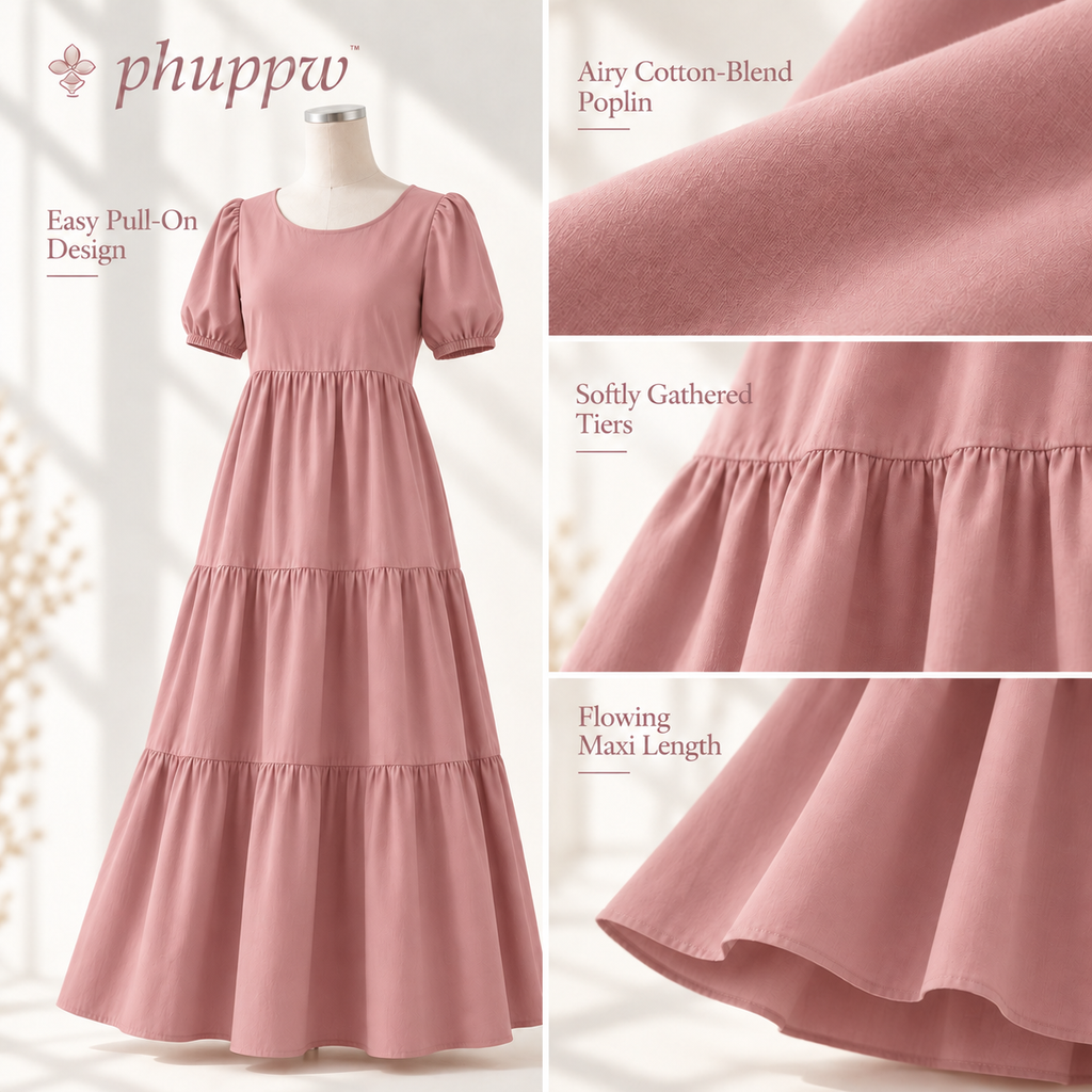 phuppw™ Elodie Tiered Poplin Maxi Dress
