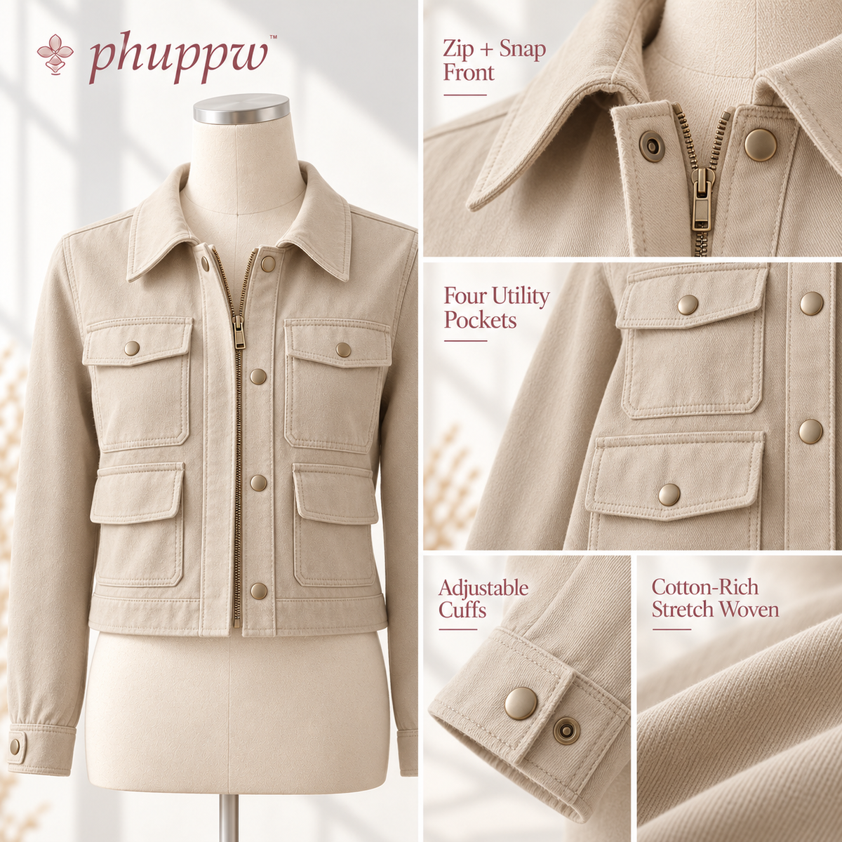 phuppw™ Arden Cropped Utility Jacket