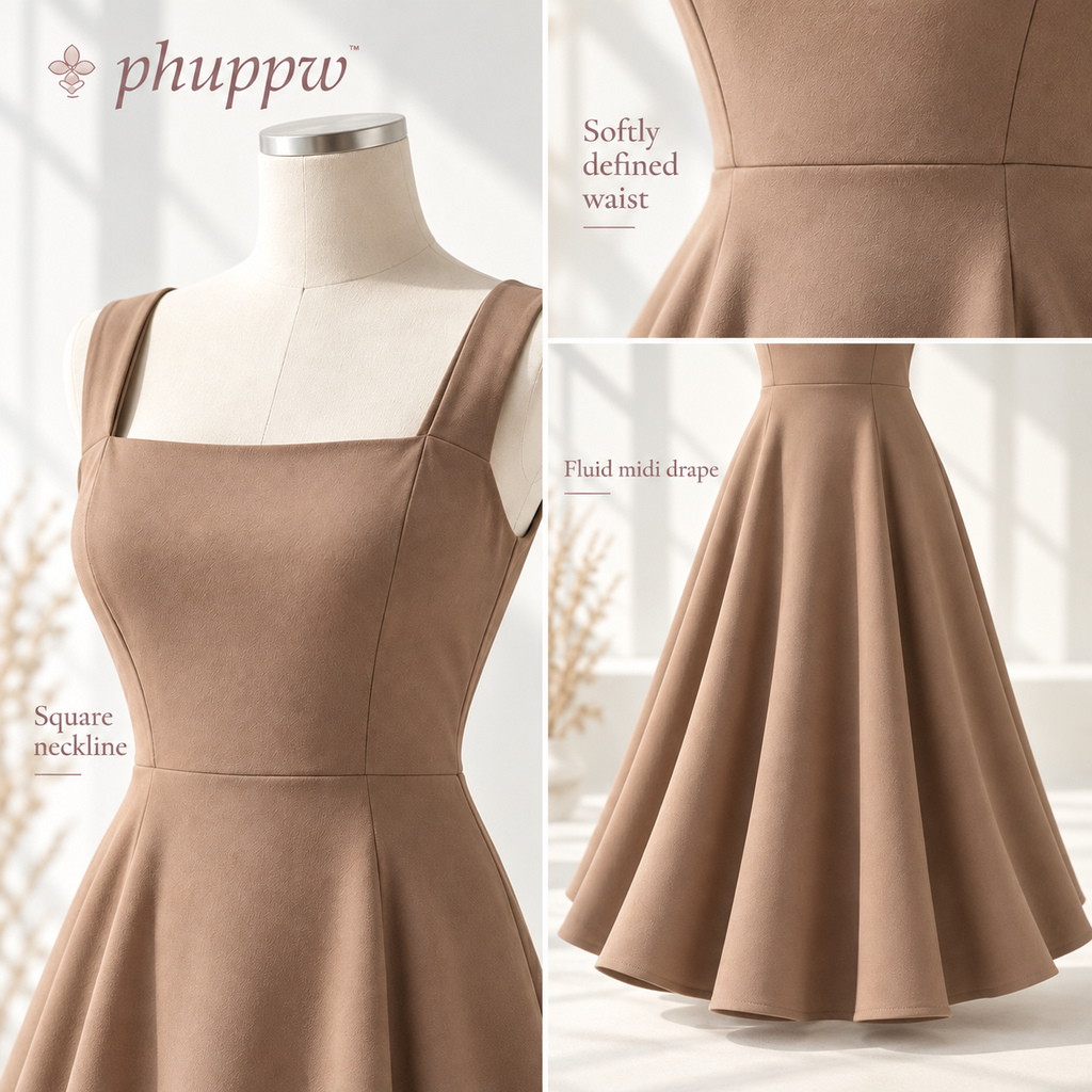 phuppw™ Marlowe Square-Neck Midi Dress
