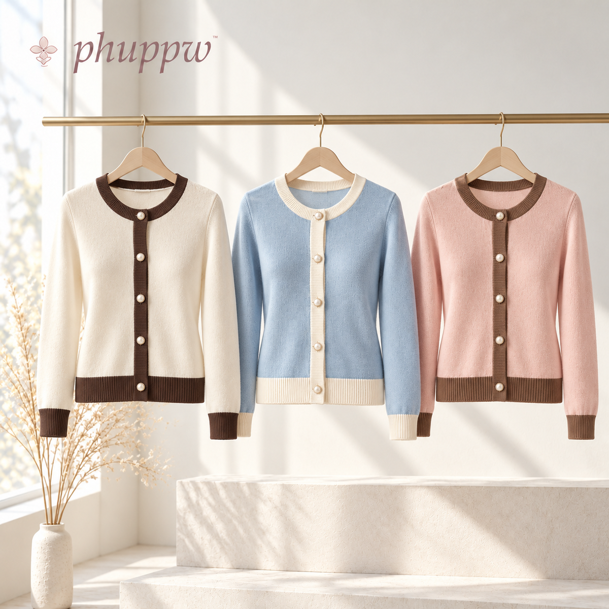 phuppw™ Sloane Contrast-Trim Cardigan