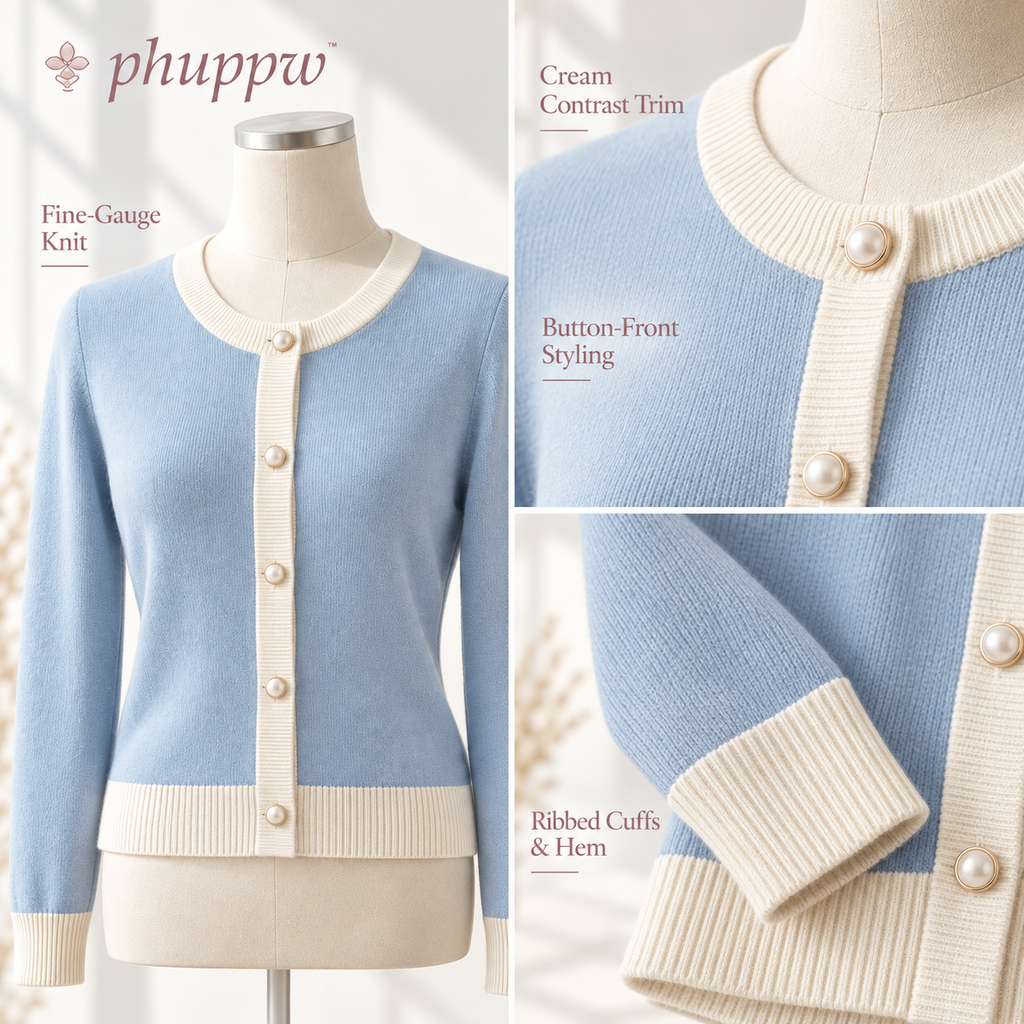 phuppw™ Sloane Contrast-Trim Cardigan