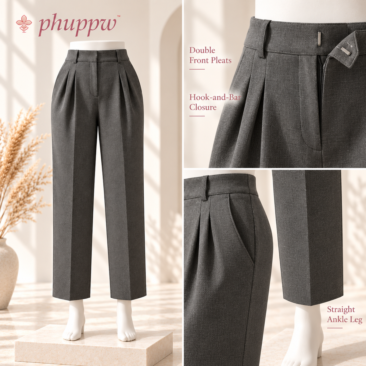 phuppw™ Ellis Double-Pleat Ankle Trouser