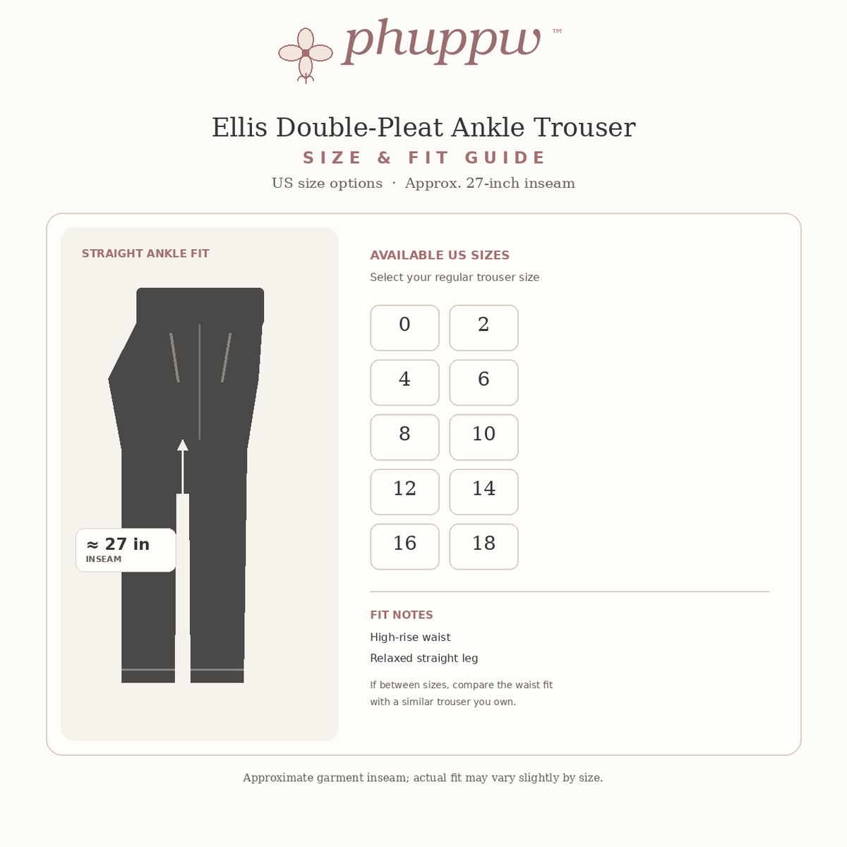 phuppw™ Ellis Double-Pleat Ankle Trouser